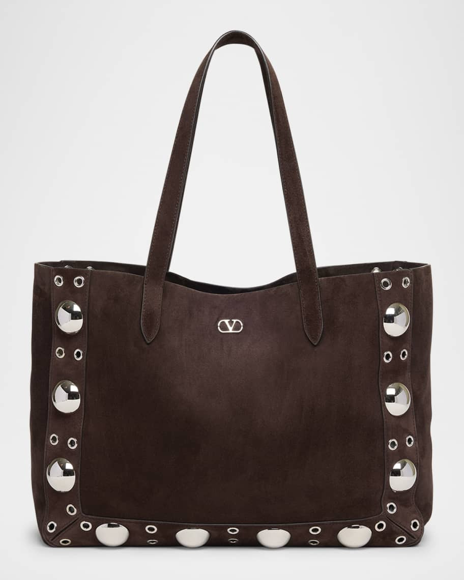 Valentino Garavani Nellcote Studded Suede Tote Bag | Neiman Marcus