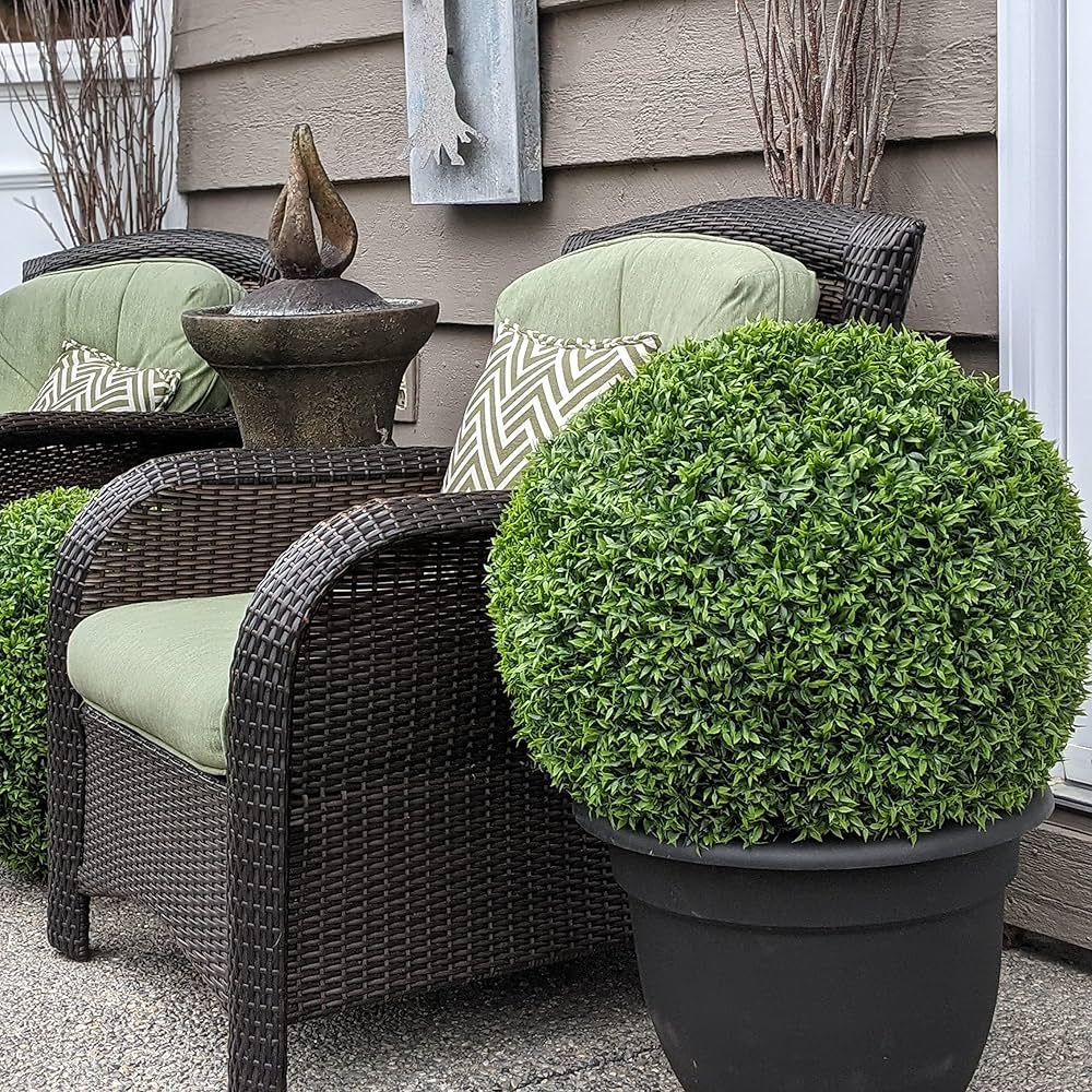 365 Curb Appeal - 23" XL Better Than a Boxwood Topiary Ball | Artificial Mum Spheres | Garden Spheres | Outdoor Topiary Ball | Decorative Green Hanging Topiary Balls | UV Protected | Amazon (US)