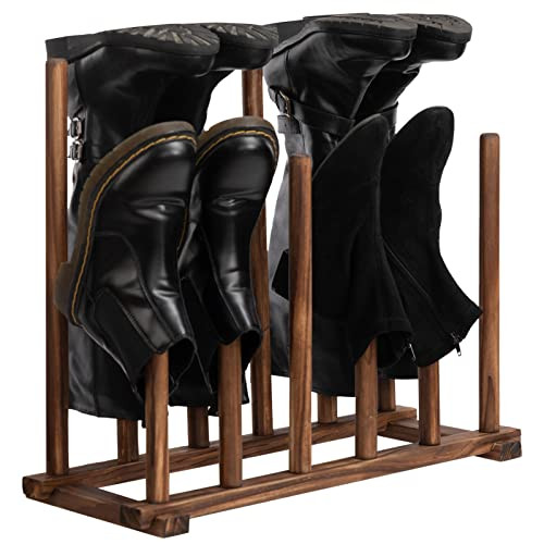 PARANTA 6-Pair Wooden Boots Storage Rack, Stand-Alone Shoe Rack Organizer, Brown | Amazon (US)