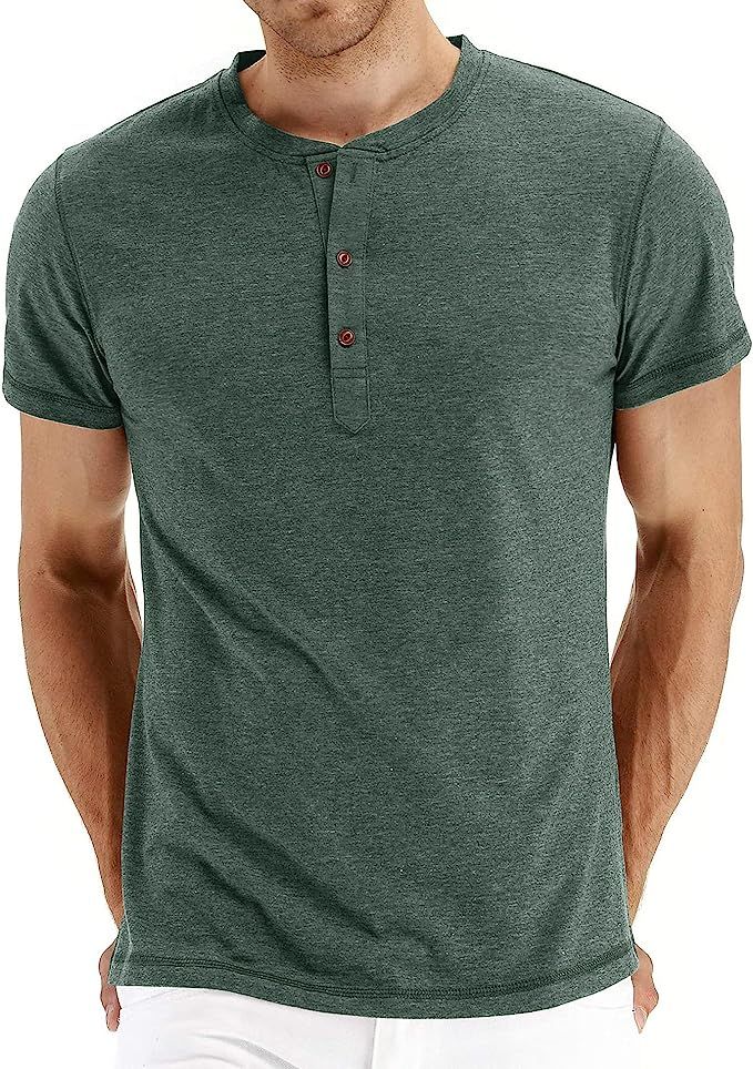 NITAGUT Mens Fashion Casual Front Placket Basic Long/Short Sleeve Henley T-Shirts | Amazon (US)