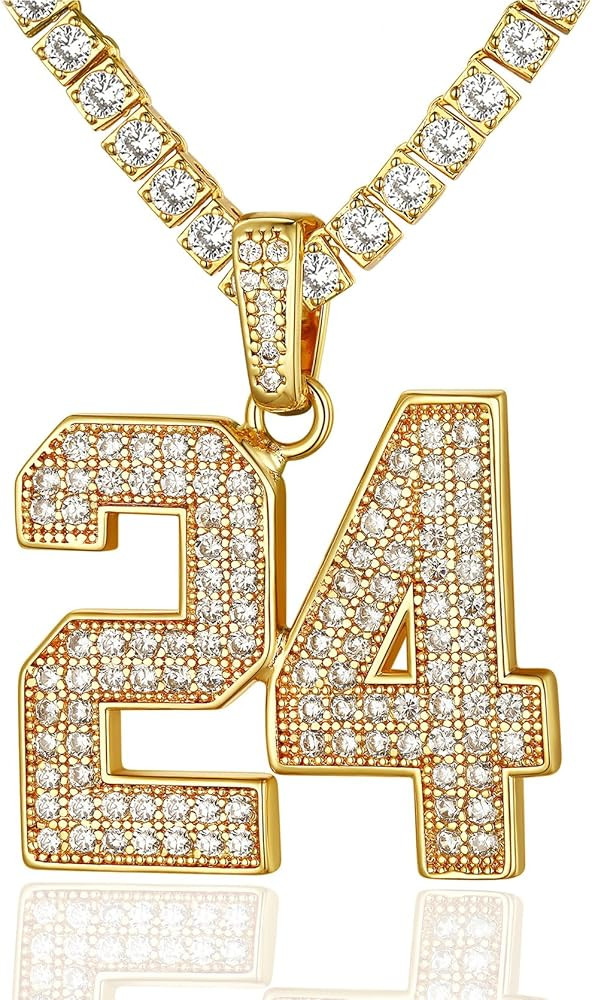 KeyStyle Number Necklaces For Men, Bling Numbers Chain Necklace Hip Hop Simulated Diamond Pendant... | Amazon (US)
