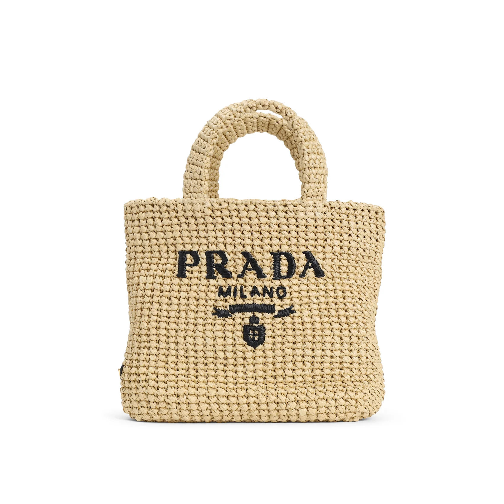 Prada Women's Small Crochet Tote Bag in Nude & Neutrals | Size UNICA | 1BG422VOOL2C2T | LOZURI