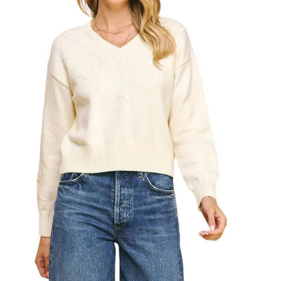 Women's Pearl Embellished Sweater - Hem & Thread M | Target