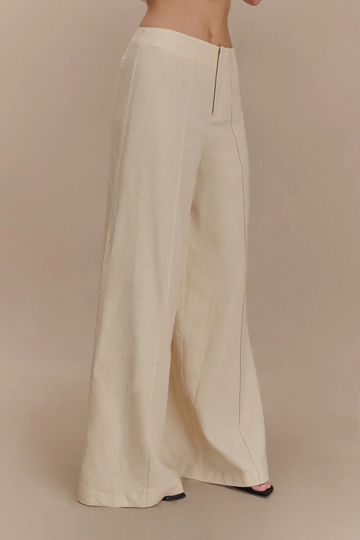 Brandi Linen Straight Leg Pant - Wheat Marle | Meshki (APAC)