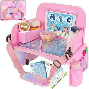 MENZOKE Kids Travel Tray, Car Seat Table Tray, Road Trip Essentials with Educational Drawing Boar... | Amazon (US)