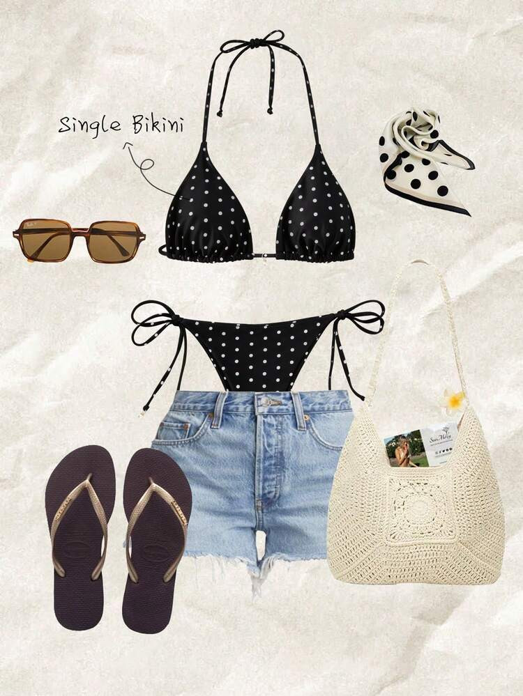 Swim Mod Summer Beach Women's Random Floral Print Side Tie Bikini Set | SHEIN