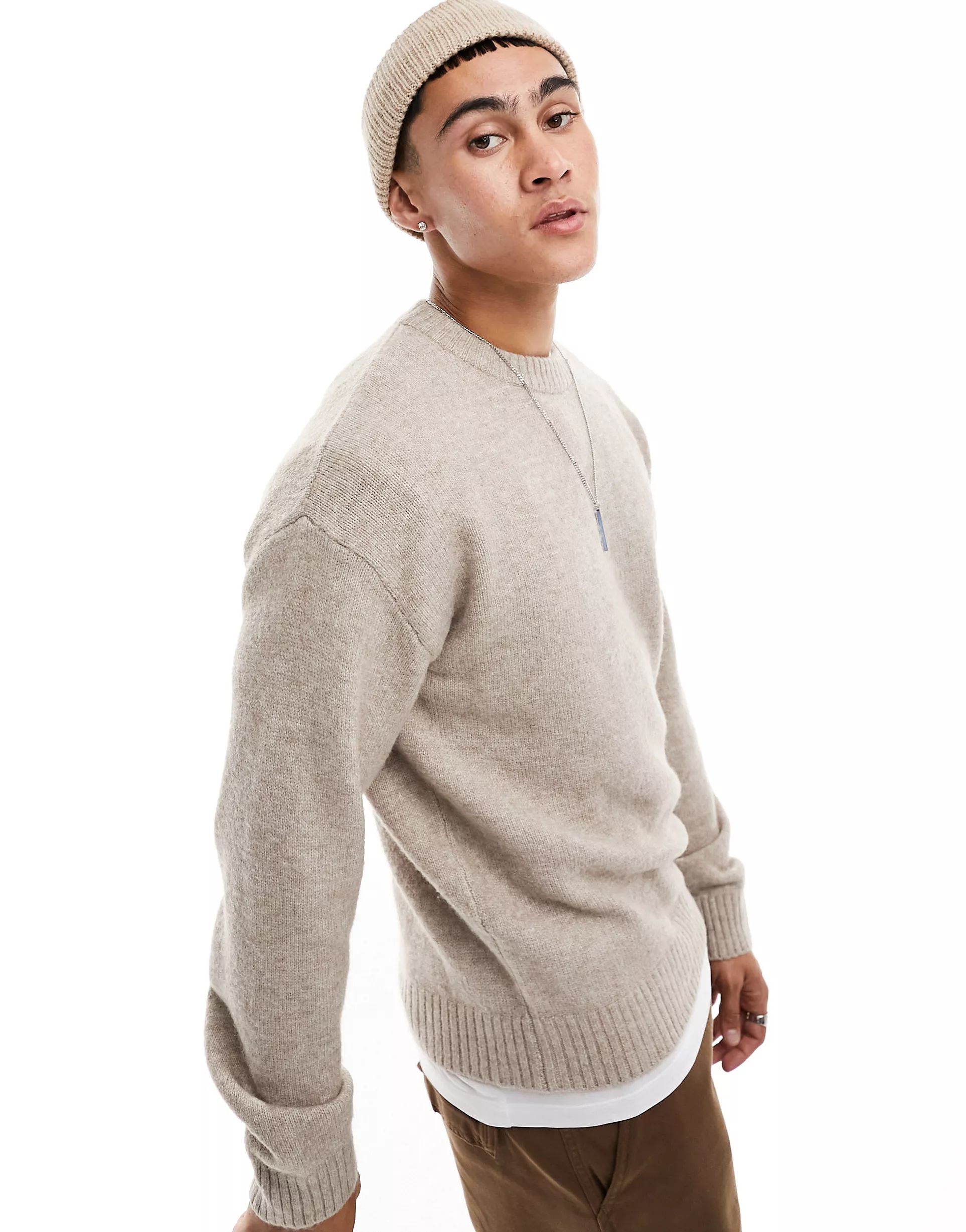 Jack & Jones soft heavy jumper in beige | ASOS (Global)