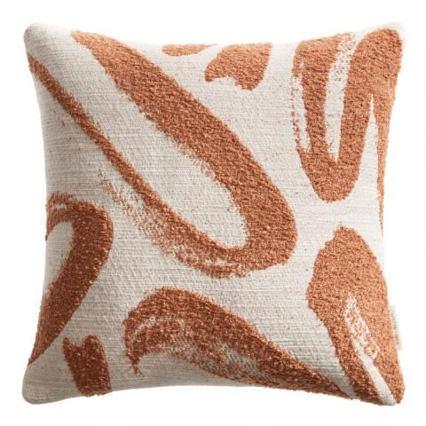 Rust And Ivory Abstract Brushstrokes Throw Pillow | World Market