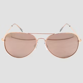 Women's Aviator Sunglasses with Rose Gold Lenses - Wild Fable™ Gold | Target