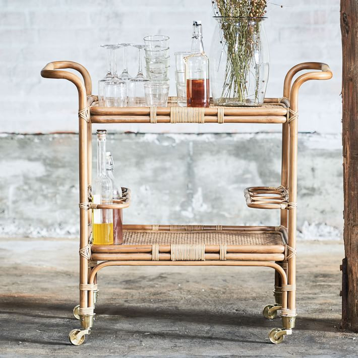 Rattan Bar Cart | West Elm | West Elm (US)