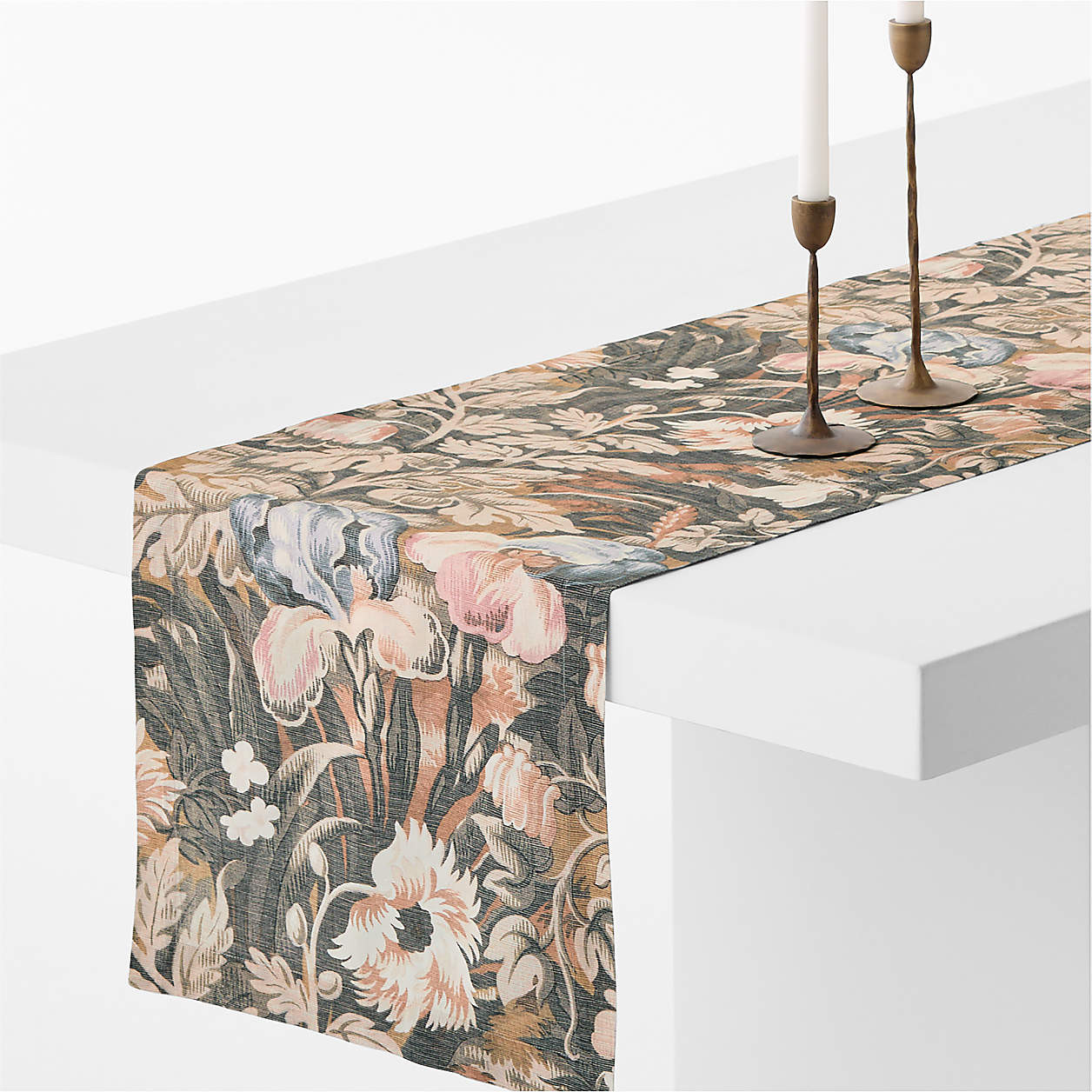 Tapestry Print Cotton Linen 120" Table Runner | Crate & Barrel | Crate & Barrel