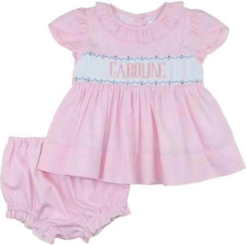 Pink Pique Custom Smocked Diaper Set | Cecil and Lou