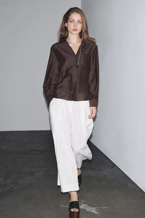 ZW COLLECTION EMBROIDERED POCKET SHIRT | Zara UK