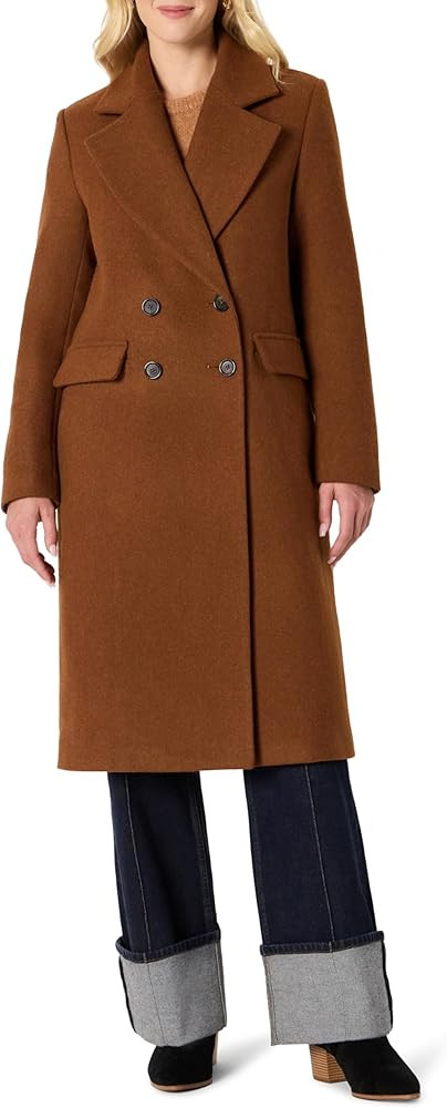 Amazon Essentials Women's (Demi's Pick) Relaxed-Fit Double-Breasted Wool-Blend Longline Coat | Amazon (US)