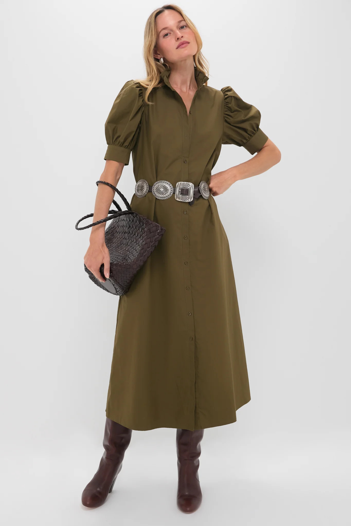 Olive Green Ruffle Collar Louisa Maxi Dress | Tuckernuck (US)