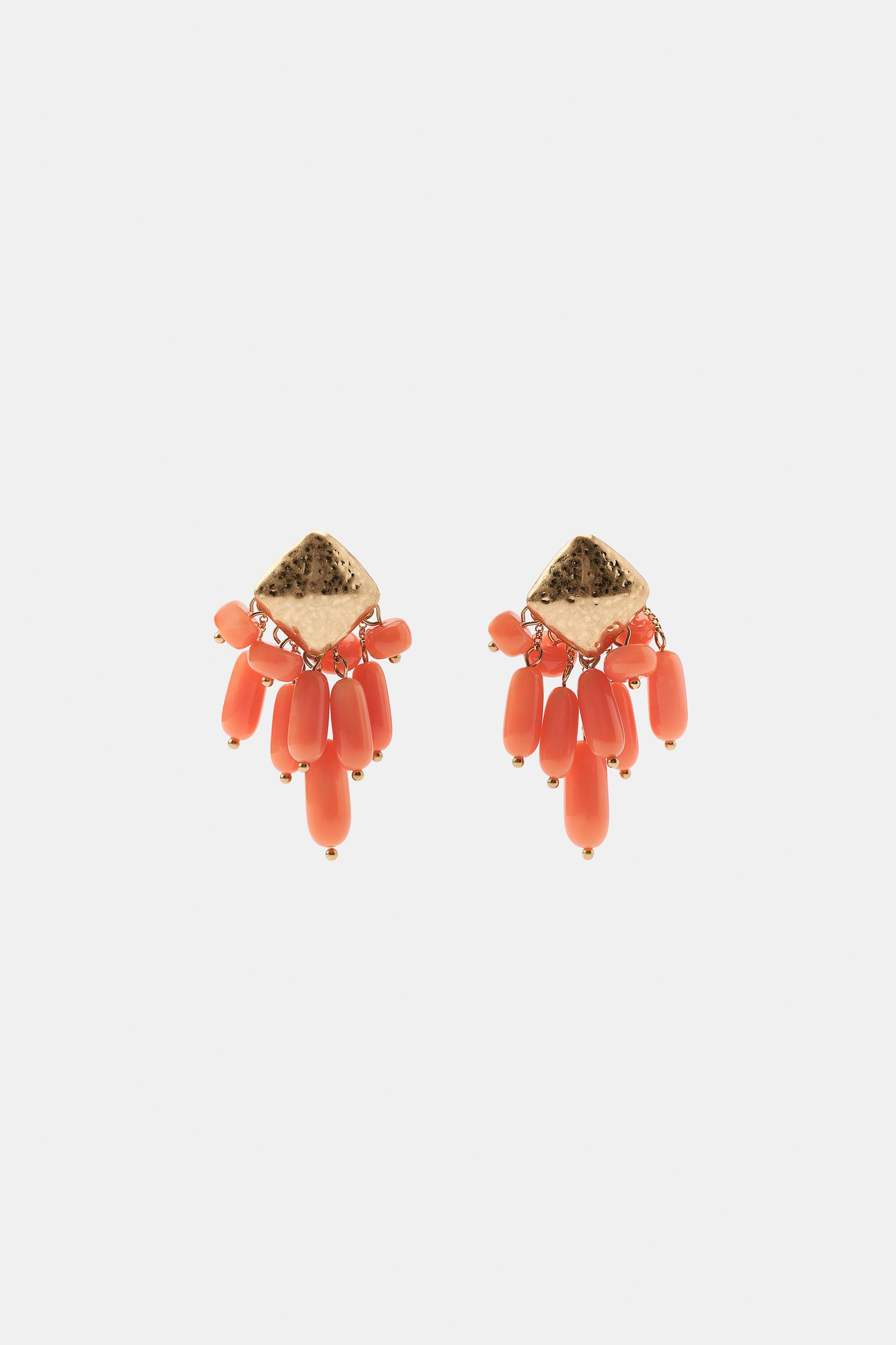 BEADED RHOMBUS EARRINGS | Zara US