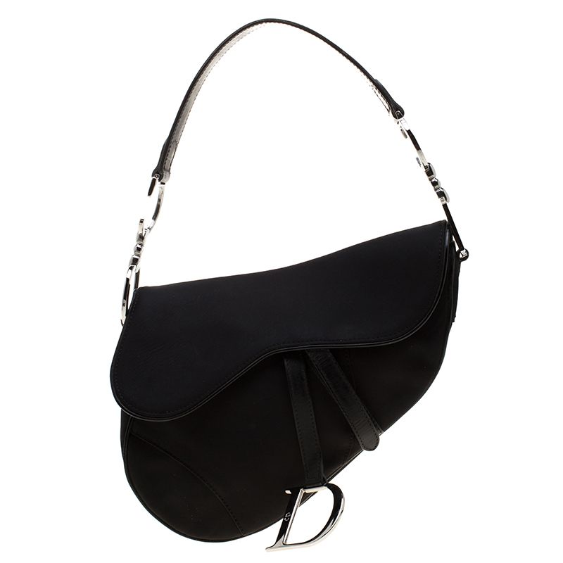 Dior Black Nylon and Patent Leather Saddle Bag | The Luxury Closet