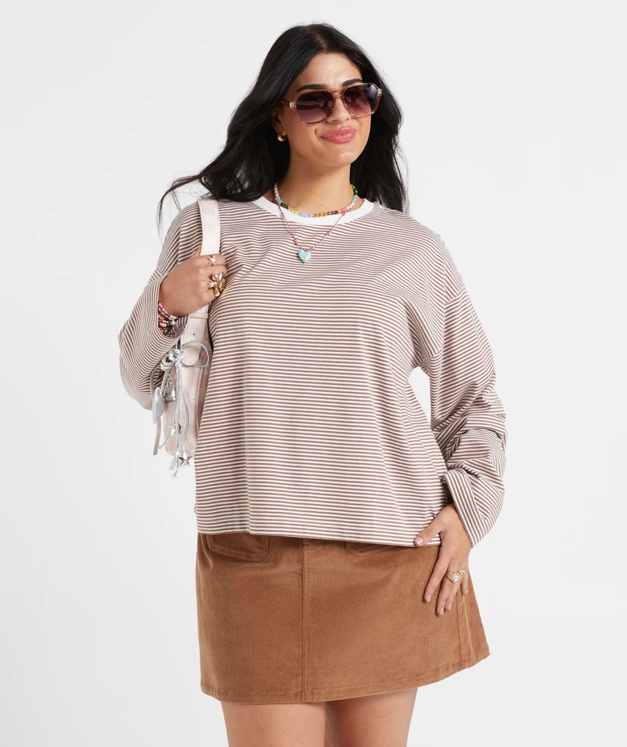 AUSTRALIAN COTTON BOXY LONGSLEEVE TOP | Sportsgirl