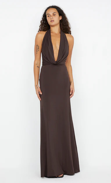 NESSIE COWL NECK MAXI DRESS - DARK CHOCOLATE | Bec & Bridge (Global)