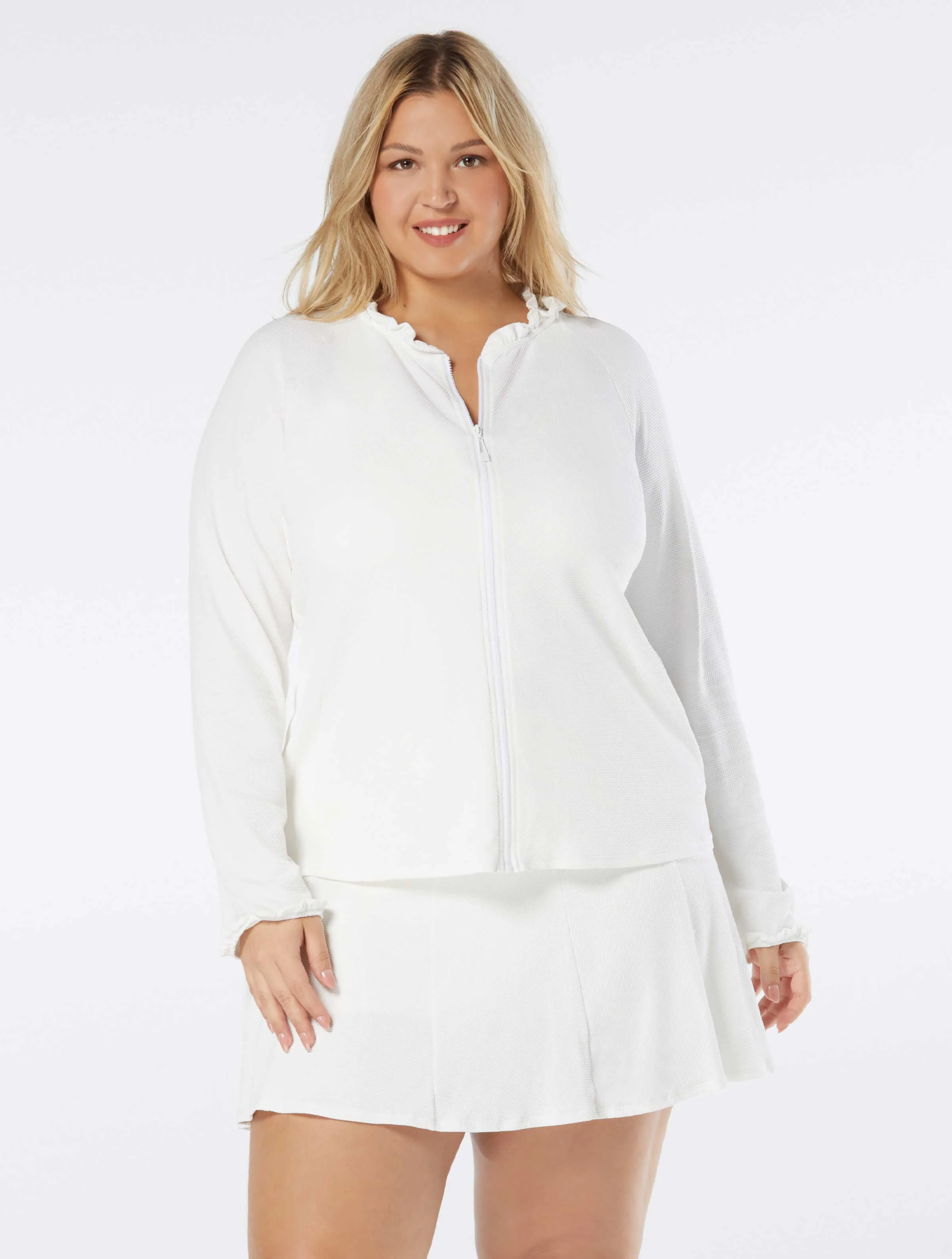 Beach House Swim Plus Size Phoebe Relaxed Fit Ruffled Rash Guard - Piq | Beach2Ocean