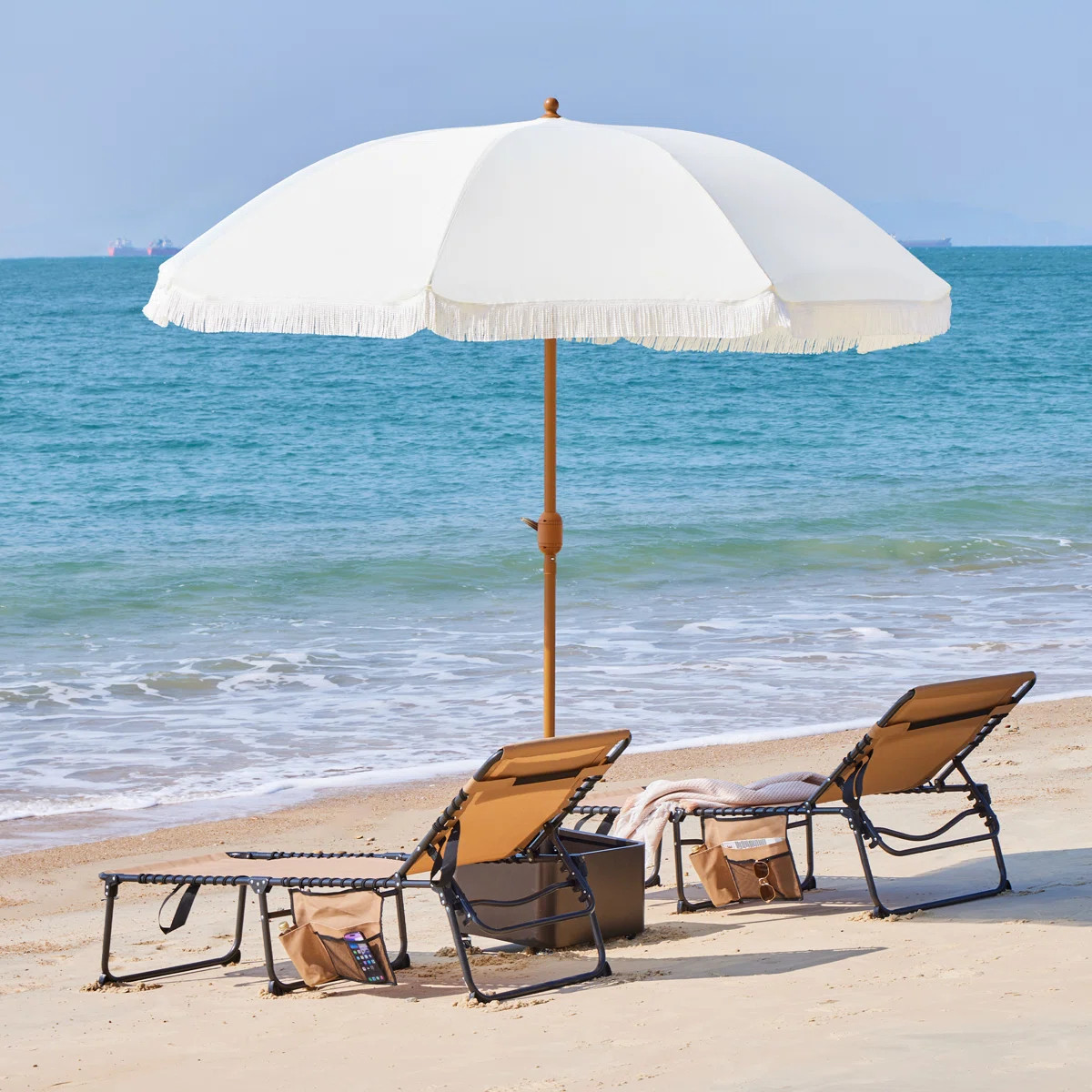 90” Tilt Beach Patio Umbrella with Fringe | Wayfair North America