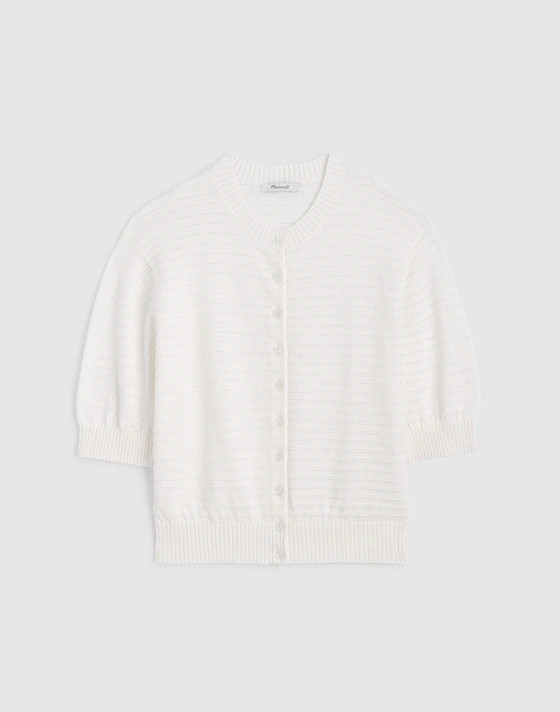Textured Short-Sleeve Cardigan in 100% Cotton | Madewell
