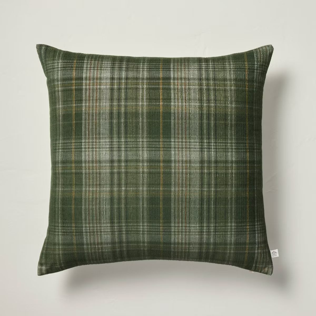 18"x18" Fall Plaid Corduroy Square Throw Pillow Green - Hearth & Hand™ with Magnolia | Target