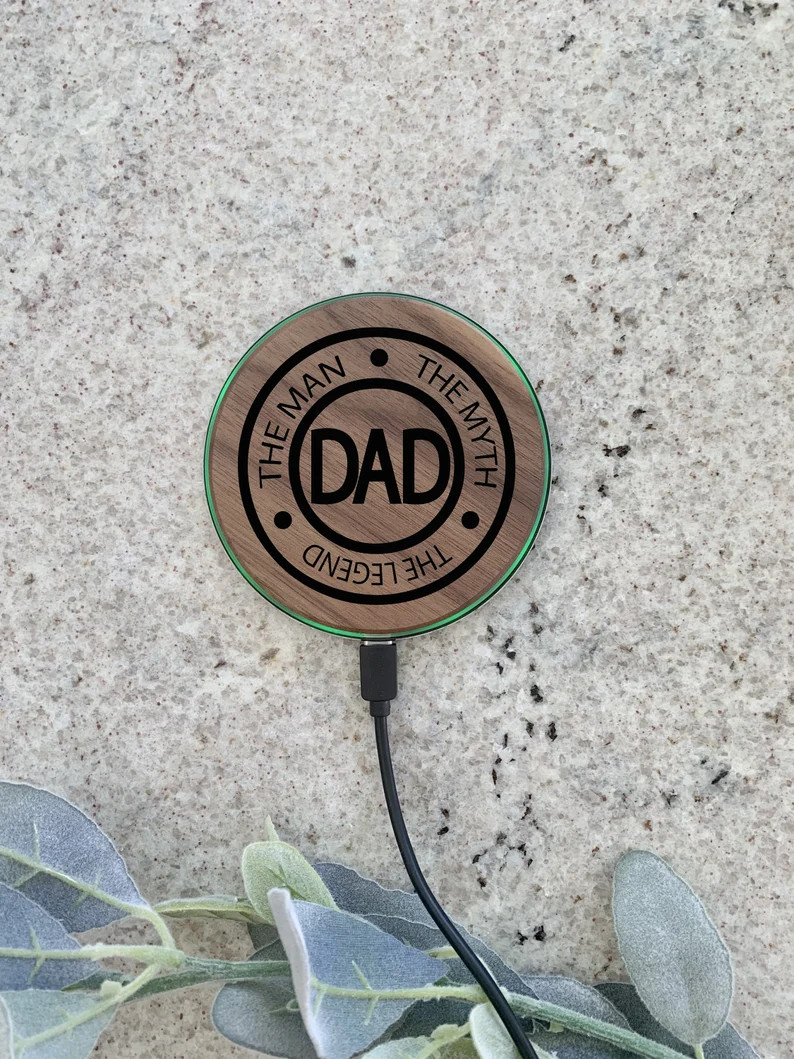 Father's Day Gift, Wooden Wireless Charger for Smart Phone, Engraved Charger, Compatible With Iq ... | Etsy (US)