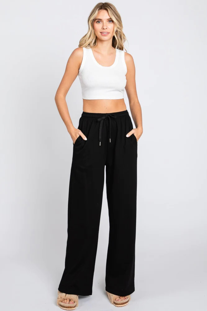 Black Wide Leg Joggers | PinkBlush Maternity