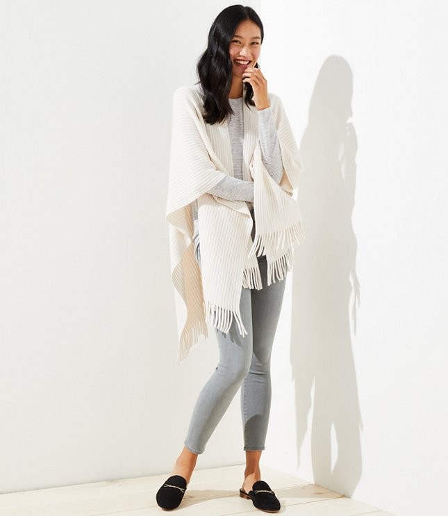 Ribbed Fringe Wrap | LOFT | LOFT