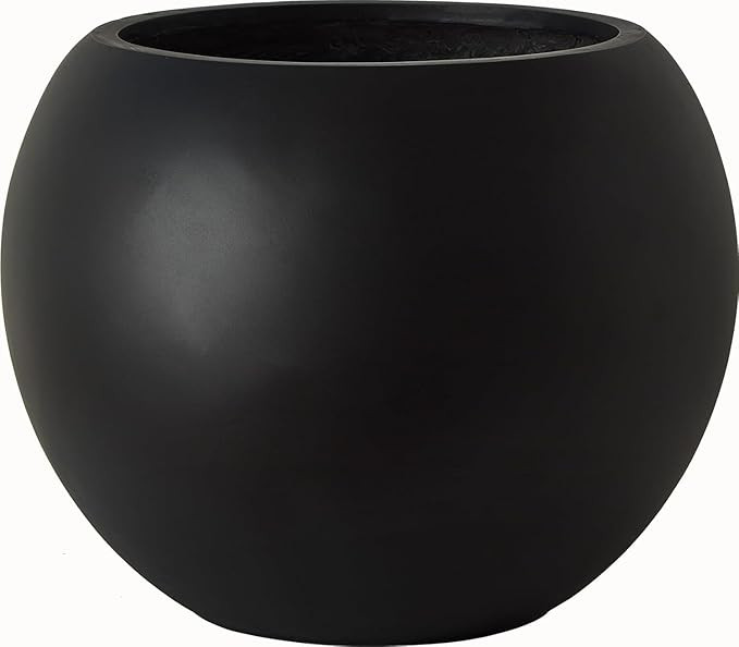 17 H x 21" Dia (15" Pot Opening) Black Round Fiberstone Tall Planter with Drainage Hole, Indoor/O... | Amazon (CA)