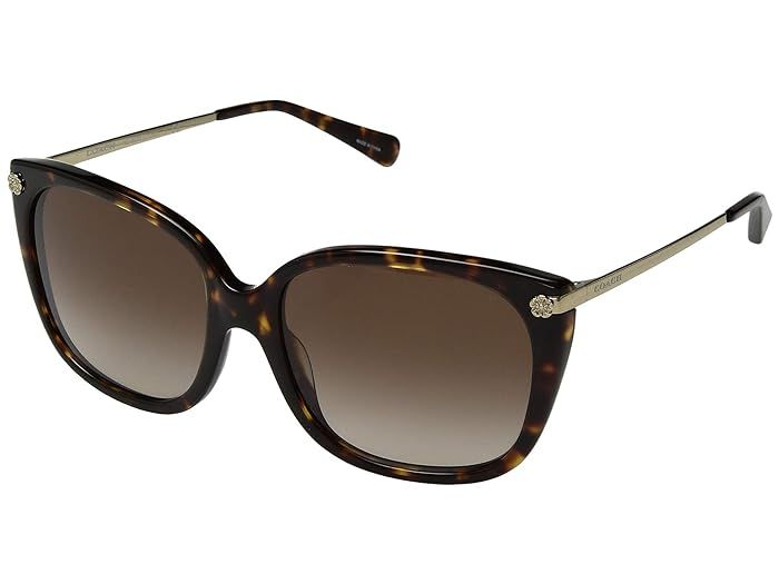 COACH 56 mm L1097 (Dark Tortoise) Fashion Sunglasses | Zappos