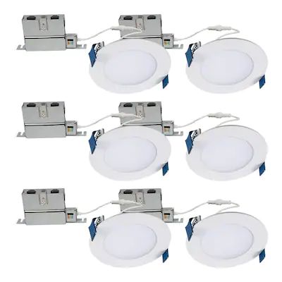 Halo 6-Pack 4-in Remodel or New Construction White Airtight Ic Shower Canless Recessed Light Kit | Lowe's