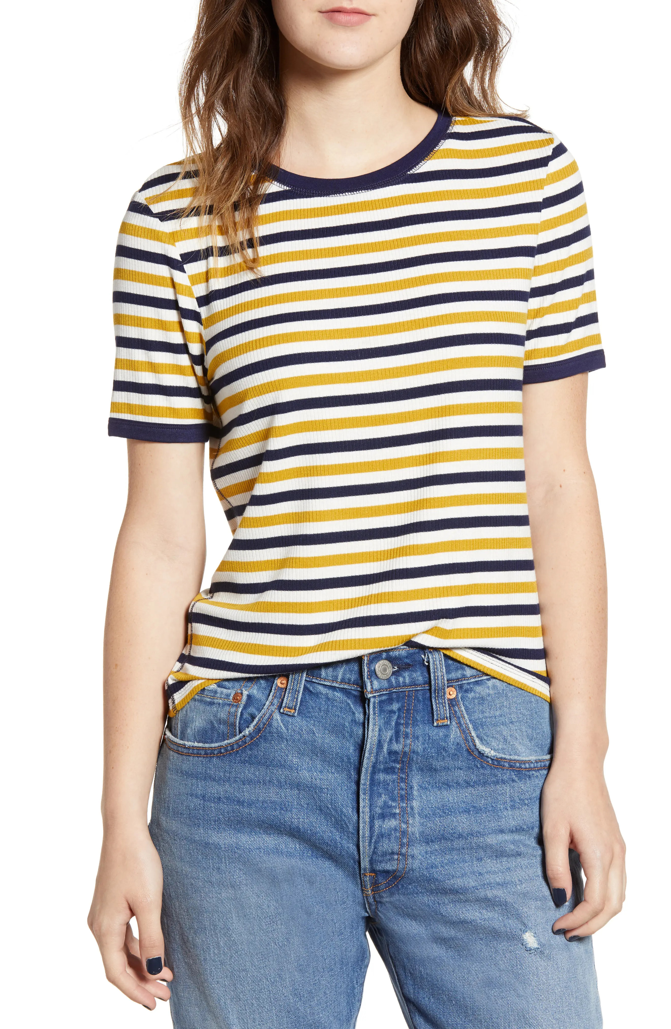 Stripe Rib Knit Ringer Tee | Nordstrom