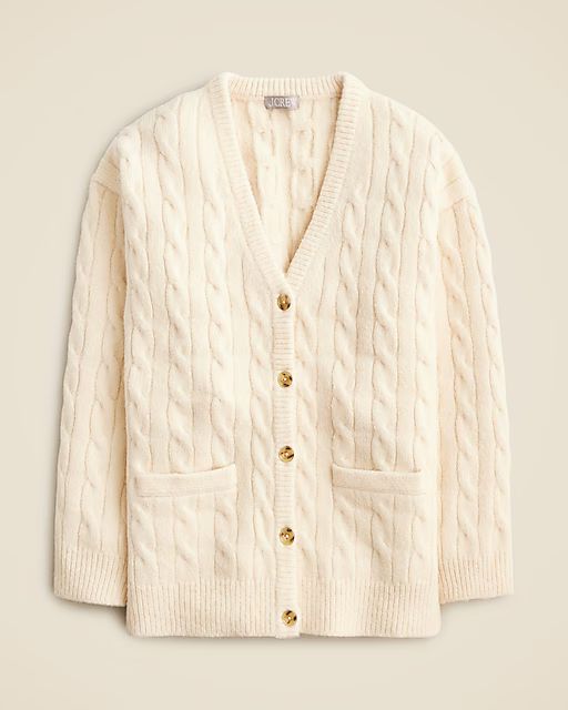 Relaxed cable-knit cardigan sweater | J. Crew US