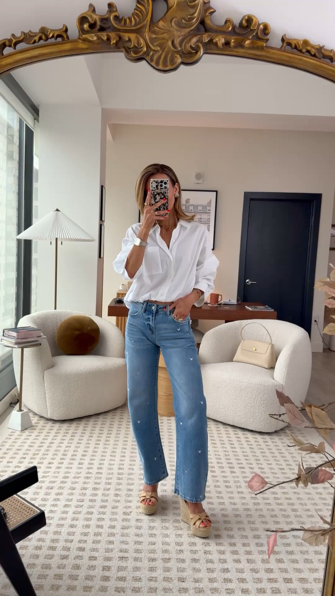 These jeans are so good. The slight barrel silhouette and embroidered heart detail make them stand out. This top is one of my favorites for the season and I love how the scrunch detail defines the waist.

#LTKSeasonal #LTKootd #LTKOver40