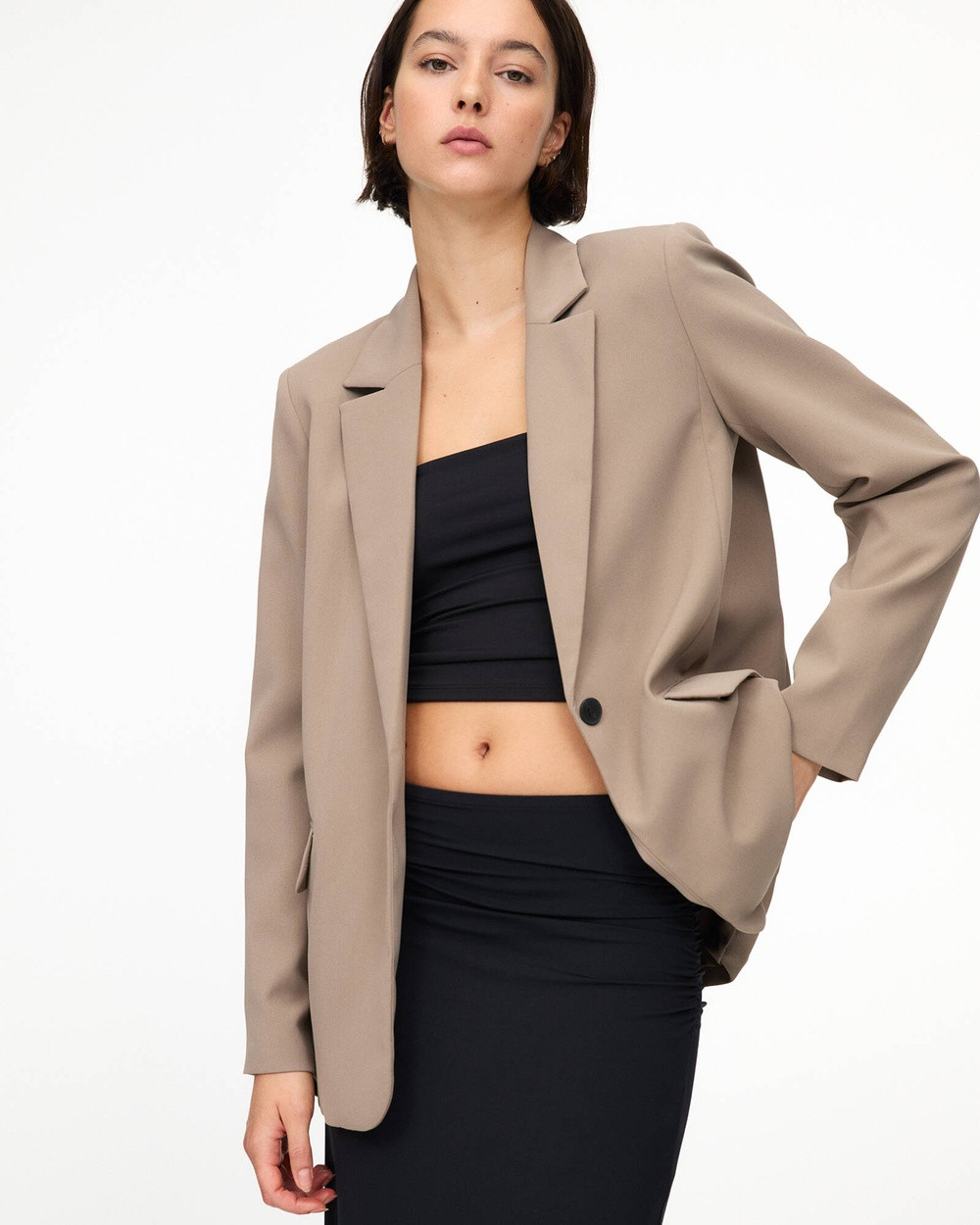 Pull&Bear - Basic Blazer - Blazers (Stone) Basic Blazer | THE ICONIC (AU & NZ)