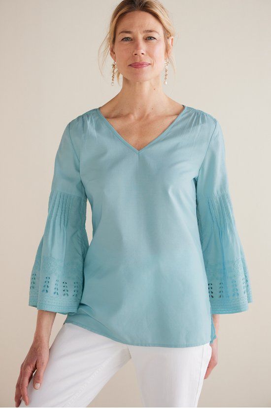 Petites Heloise Eyelet Sleeve Tunic | Soft Surroundings