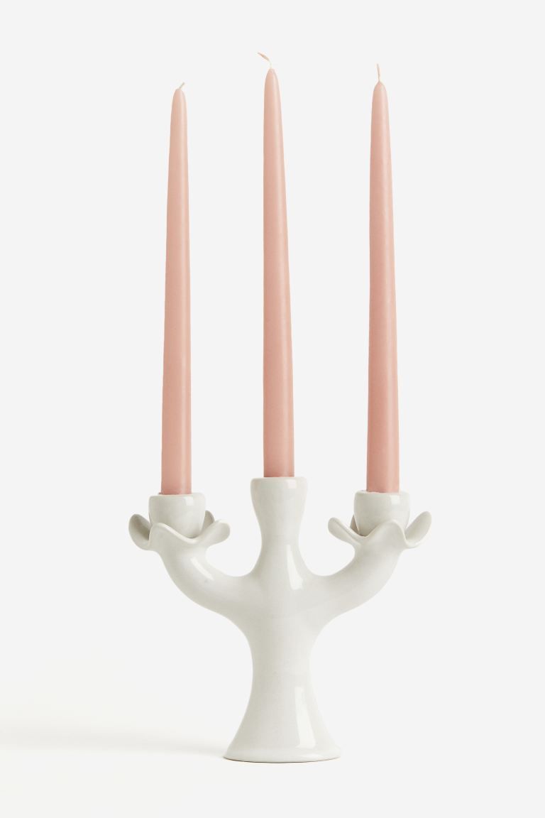 Large Stoneware Candelabra - White - Home All | H&M US | H&M (US + CA)