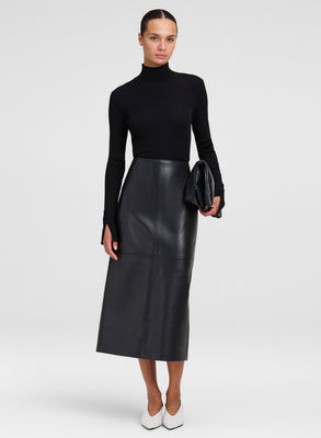 Marta Leather Midi Skirt | A.L.C