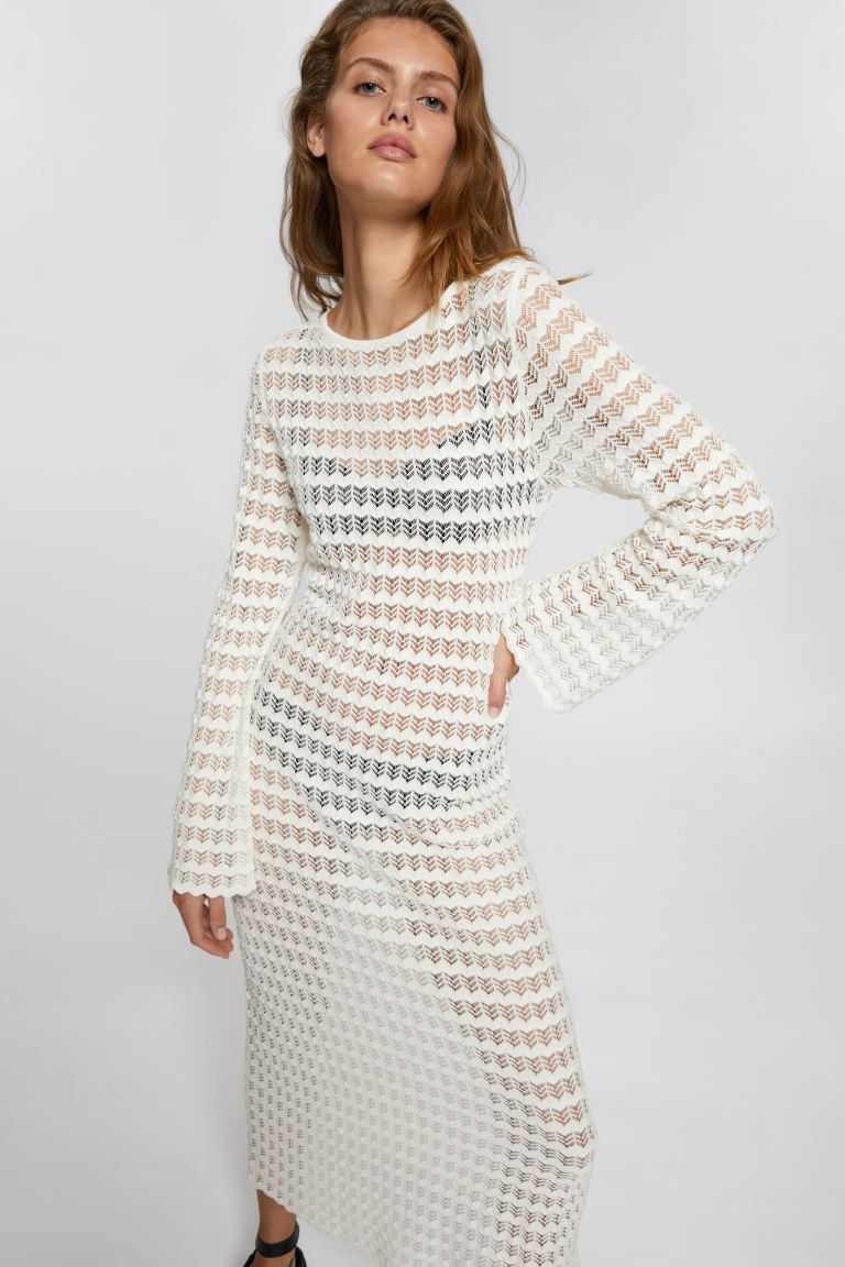 Open Tie-Back Pointelle Knit Dress | H&M (UK, MY, IN, SG, PH, TW, HK)