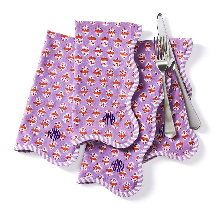 Scalloped Block Print Napkins, Set of 4 | Mark and Graham