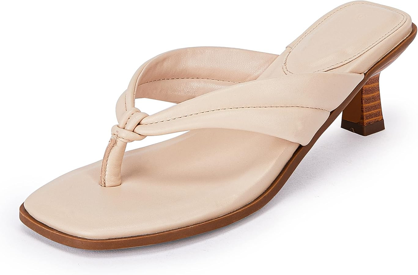 Ownmeen Womens Kitten Heel Thong Sandals Flip Flops Slip On Square Open Toe Slippers Low Stacked ... | Amazon (US)