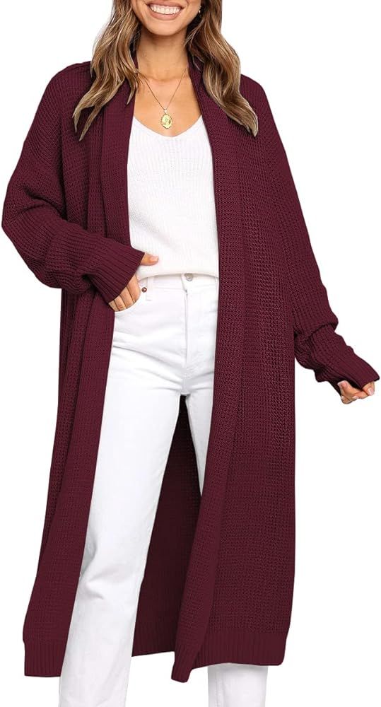 LILLUSORY Women's Oversized Slouchy Knit Chunky Open Front Sweater Coat with Pockets | Amazon (US)