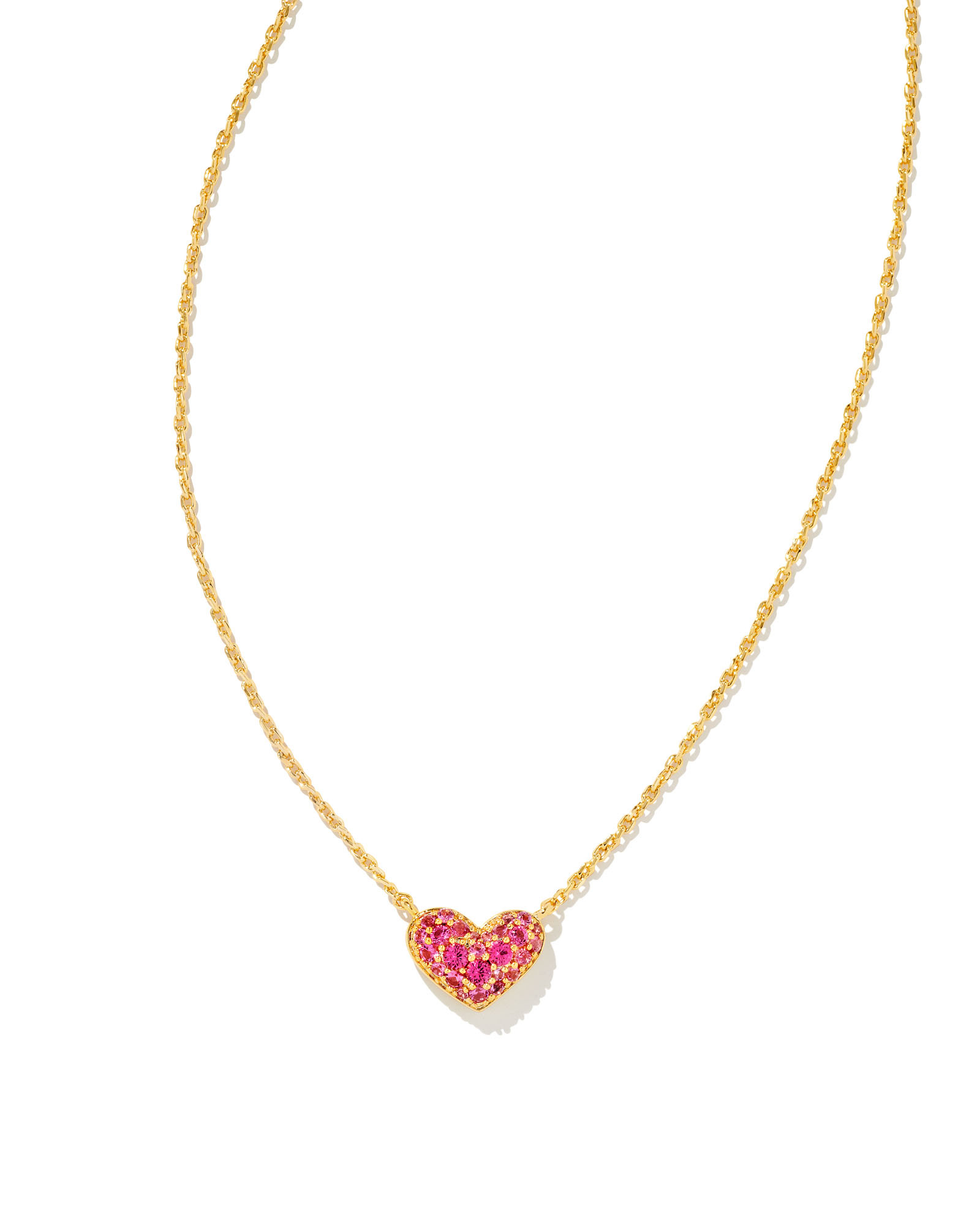 Ari Gold Pave Crystal Heart Necklace in Pink Crystal | Kendra Scott