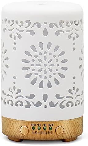 ASAKUKI Handcrafted Ceramic Diffuser, 100ml Essential Oil Diffuser with 7 LED Lights,Ultrasonic Arom | Amazon (US)