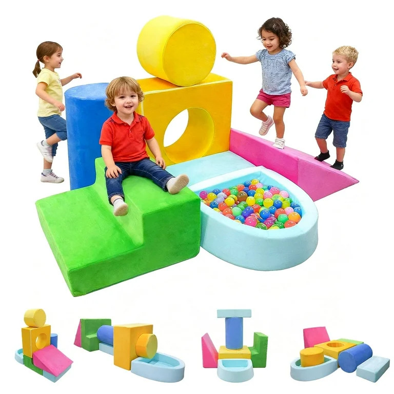 Kbun Large 7pcs Foam Climbing Blocks, Toddlers Climbing Toys for Climb, Crawl and Slide for Nurse... | Walmart (US)