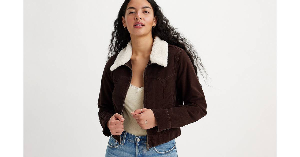 Slim Sherpa Corduroy Trucker Jacket - Brown | Levi's® US | LEVI'S (US)