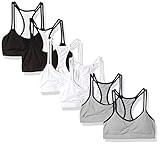 Fruit of the Loom Big Girl's Cotton Spaghetti Strap Sport Bra 6 Pack (Pack of 6) Bra, Grey/Black/Bla | Amazon (US)