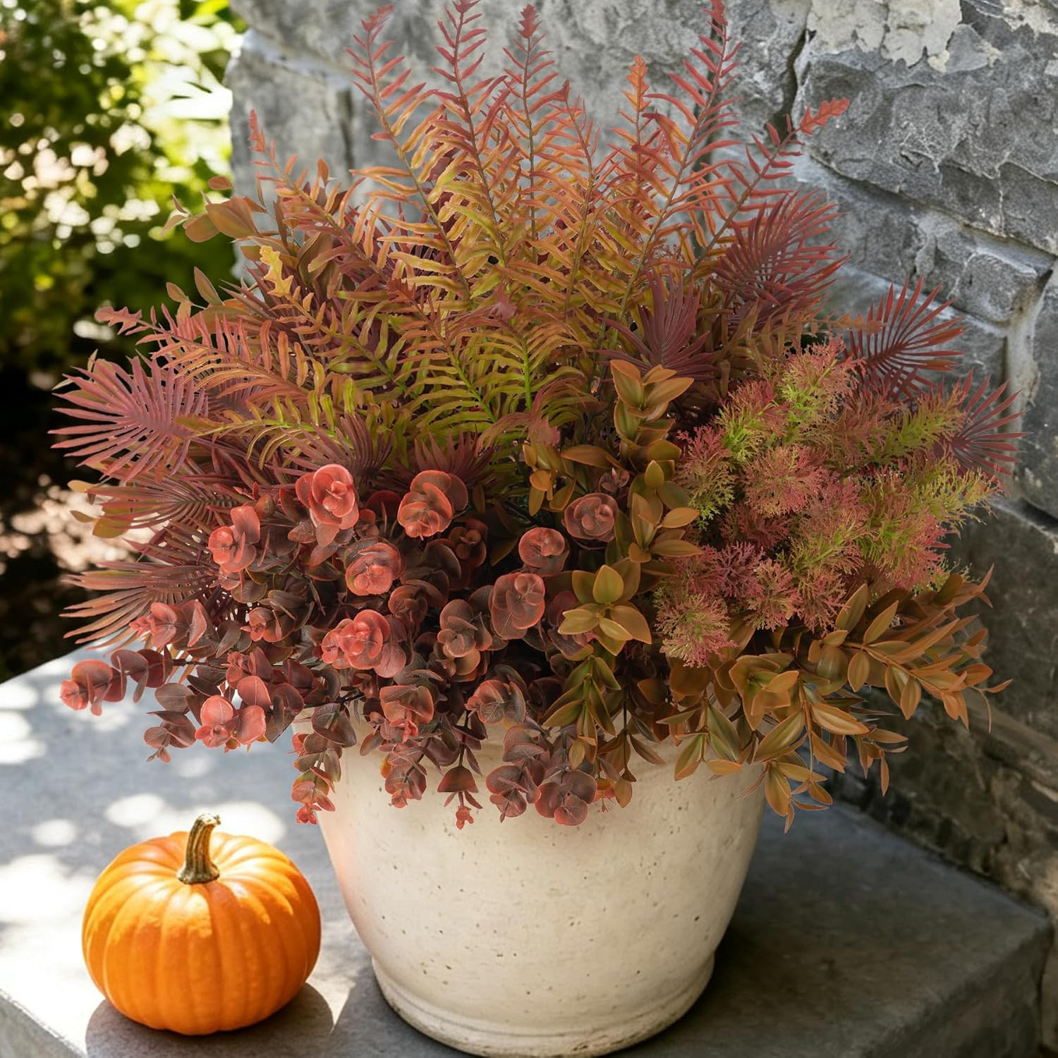 8 Bundles Fall Outdoor Faux Fake Plants UV Resistant | Amazon (US)